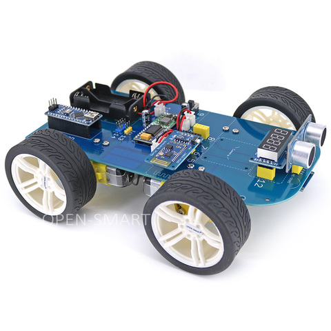Easy Plug 4WD Serial Bluetooth Control Rubber Wheel Gear Motor Smart Car X Kit with Tutorial for Arduino Nano / UNO R3/ Mega2560 ► Photo 1/5