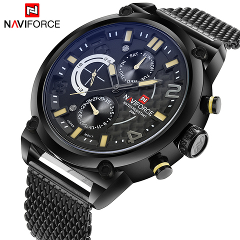 2022 NAVIFORCE Luxury Brand Men's Analog Quartz 24 Hour Date Watches Man 3ATM Waterproof Clock Men Sport Full Steel Wrist Watch ► Photo 1/6