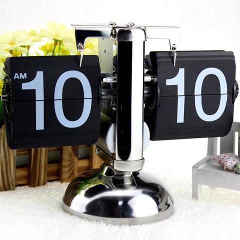Creative Scale Table Clock Desktop Retro Flip Clock Stainless Steel Flip Internal Gear Operated Quartz Clock Home Decoration ► Photo 1/6