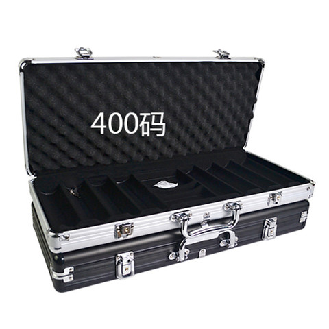 Wholesale retail high-grade professional aluminum chip boxes 400 codes yards chips poker coin carrying case black silver ► Photo 1/6