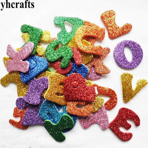 12 Bulk Foam Stickers With Glitter/letter Assorted Color - at 