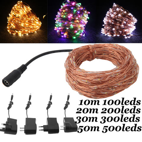 12V Copper String Lights with Power Adapter 10m 20m 30m 50m Led Fairy Light for Wedding Party Christmas Home Decoration ► Photo 1/6