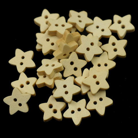100PCS Natural Color Star Wood Buttons Sewing Scrapbooking Clothing Handwork Gift Home Decor Card Making DIY 13MM Buttons Wood ► Photo 1/6
