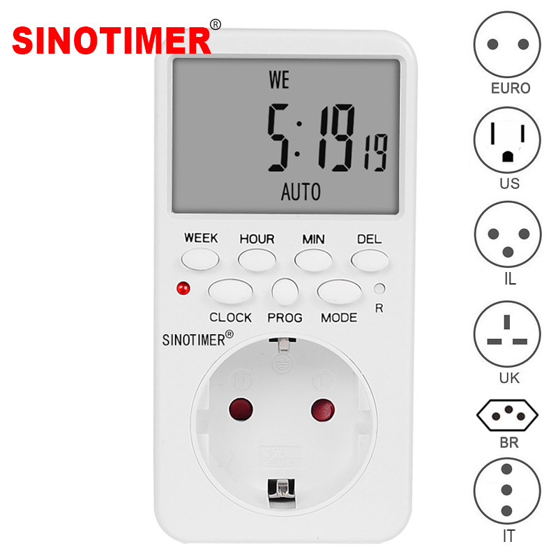 Electronic Digital Timer 12/24 Hour Switch 7 Day Socket UK Plug-in Programmable 