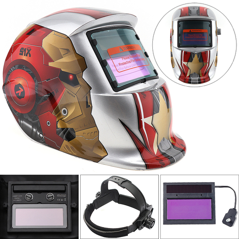 Silver Iron Man Adjust Solar Auto Darkening TIG MIG Grinding Welding Helmets / Face Mask / Electric Welding Mask / Weld Cap ► Photo 1/6