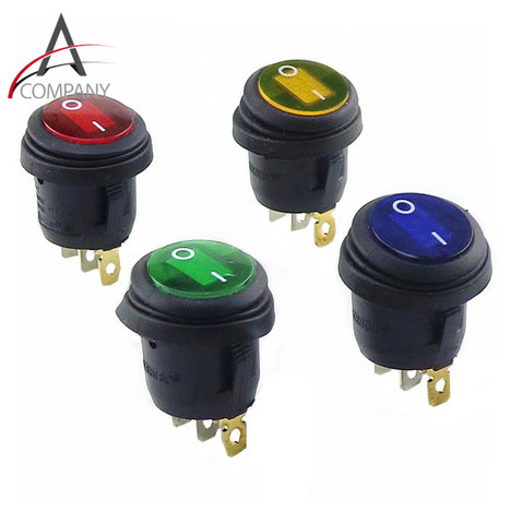 1Pcs KCD1-2 3 Pins ON/OFF SPST Rocker Switch Waterproof Car Boat LED Light Round Red ► Photo 1/3