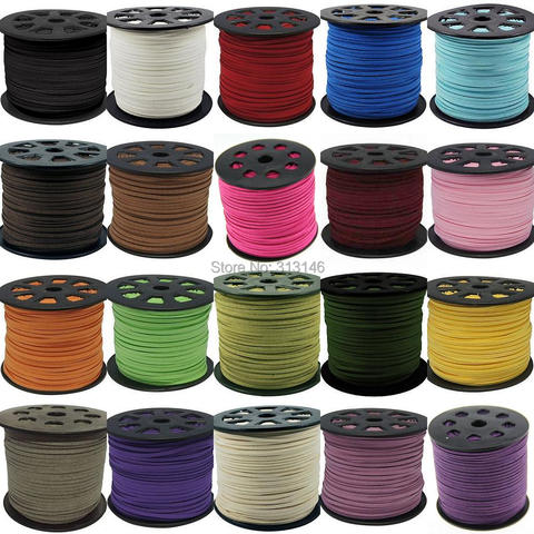 3mm 90 Meters Macrame Braided Faux Suede Cord Leather Lace DIY Handmade Beading Bracelet Jewelry Making Flat Thread String Rope ► Photo 1/6