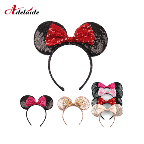 1PCS Bow Headwear Minnie Ears Headband Festival DIY Hair Accessories Hairband Christmas Sequin Hair Bows for girls women gift ► Photo 1/6