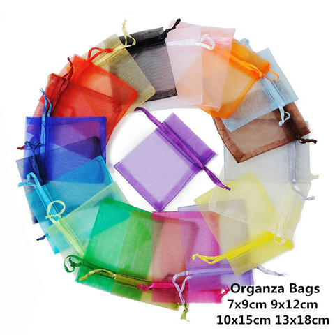 10pcs 7x9 9x12cm 10x15 13x18cm Organza Gift Bags Wedding Decoration For Birthday Party Favors Small Candy Present Packaging Bags ► Photo 1/6