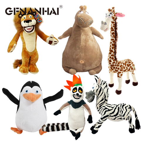 1pc 20-35cm 6 Styles Madagascar plush toy stuffed soft animal dolls giraffe hippo lion penguin zebra lemurs figure gift for kids ► Photo 1/5