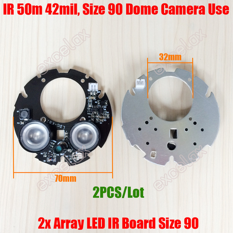 2PCS/Lot 2pcs LED Array IR 20-50M 42mil Round PCB Board Size 90 Infrared Night 850nm for CCTV Eyeball Dome Camera Case Casing ► Photo 1/6