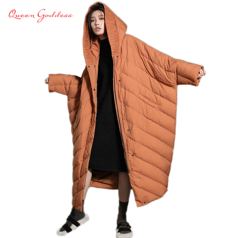 Winter COCOON coat bat sleeved fashion style loose and causal trend womens super long super plus size down jacket hood parkas ► Photo 1/6