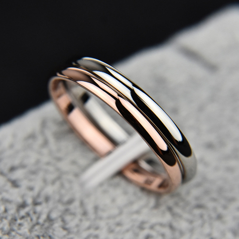 Fashion Titanium Steel Rose Gold Anti-allergy Smooth Simple Wedding Couples Rings Bijouterie for Man or Woman Gift ► Photo 1/6