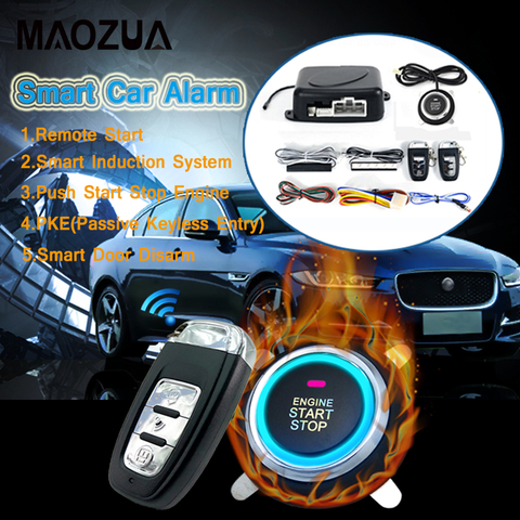 Car Alarm With Autostart Push One Button Auto Start Stop Keyless