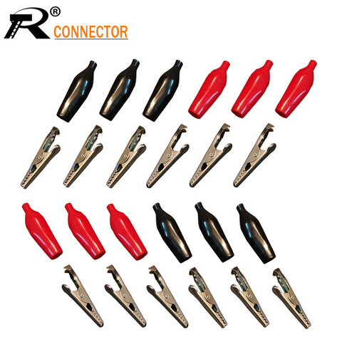 10pcs/lot 28MM Metal Alligator Clip G98 Crocodile Electrical Clamp for Testing Probe Meter Black and Red with Plastic Boot ► Photo 1/6