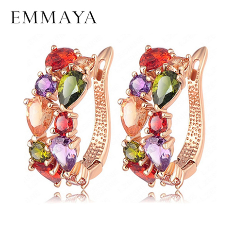 Emmaya Trendy Colorful CZ Zircon Clip Earrings Sliver Rose Gold color Plated Mona Lisa Jewelry Earrings For Women Wedding ► Photo 1/6