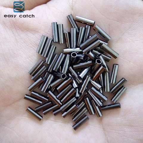 Easy Catch 200pcs Black Round Copper Fishing Tube Fishing Wire Pipe Crimp Sleeves Connector Fishing Line Accessories ► Photo 1/2