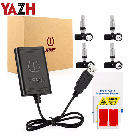 YAZH 2022 new car USB TPMS plug and play tire pressure monitoring system 4 wireless internal sensor version for Android devices ► Photo 1/4