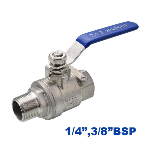 GOGOATC High quality Type Two Ball valve Stainless steel DN8/DN10 1/4 3/8 inch Female to male SS304 316 2 way Ball Valve ► Photo 1/1