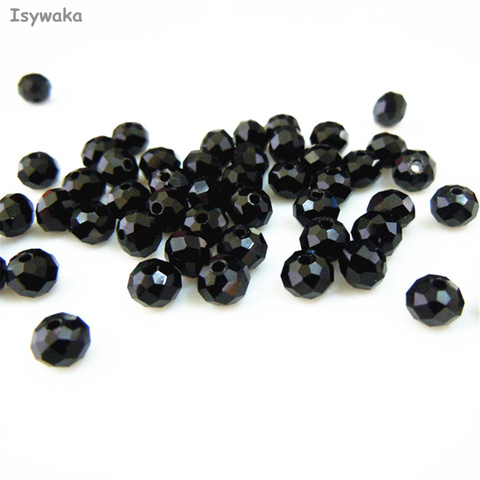 Isywaka Black Color 3*4mm 145pcs Rondelle  Austria faceted Crystal Glass Beads Loose Spacer Round Beads for Jewelry Making ► Photo 1/6