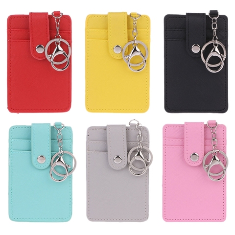 Mini Women Card Holder Portable ID Card Holder Bus Cards Cover Case Office Work Keychain Keyring Tool ► Photo 1/6