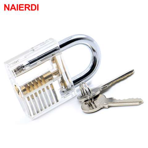 NAIERDI Locksmith Transparent Visible Locks Pick Cutaway Practice View Padlock 78x50mm Lock Training Skill For Tools Hardware ► Photo 1/6