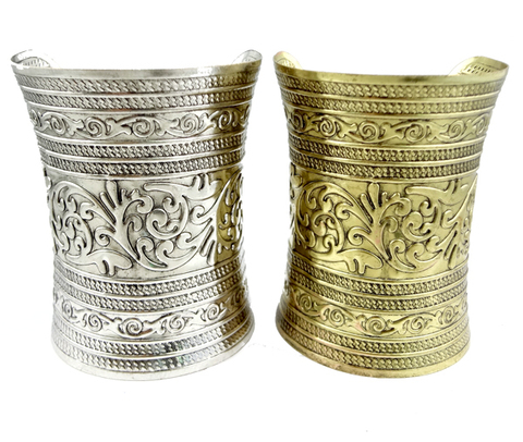 Gypsy color Bronze Ethiopian Armlet Armband Big Flower Wide Chain C Open Cuff Bangles & Bracelets Women Men India Arm Jewelry ► Photo 1/6