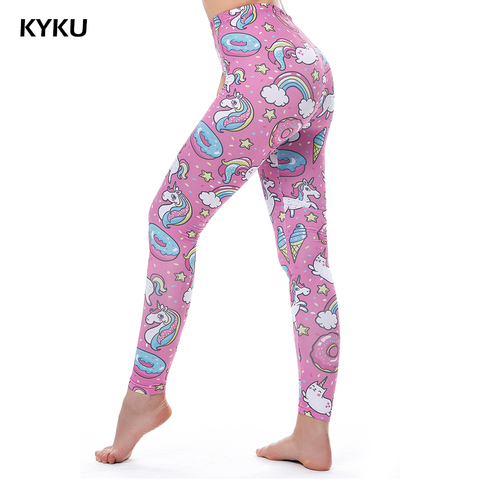 KYKU Brand Unicorn Leggings Women Leggins Fitness Legging Sexy Pants High Waist Push Up Shiny 3d Printed Rainbow Star Cat Donuts ► Photo 1/6