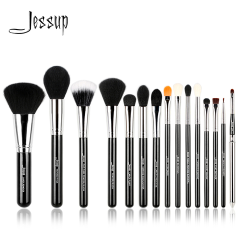 Jessup Pro 15pcs Makeup Brushes Set Black/Silver Cosmetic Make up Powder Foundation Eyeshadow Eyeliner Lip Brush Tool beauty ► Photo 1/6