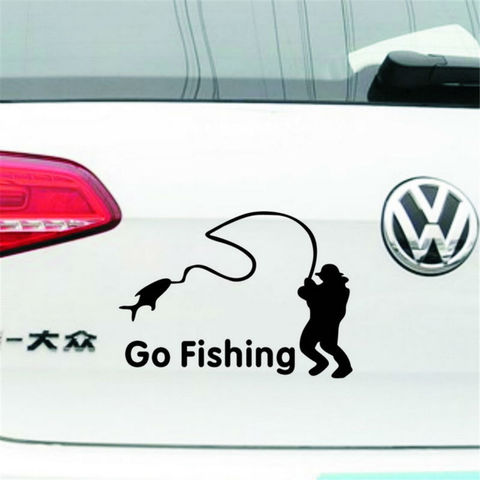 Cartoon Reflective Black Silver Go Fishing Car Stickers Waterproof Stickers Car Styling Window Tail Fashion Decoration Stickers ► Photo 1/6
