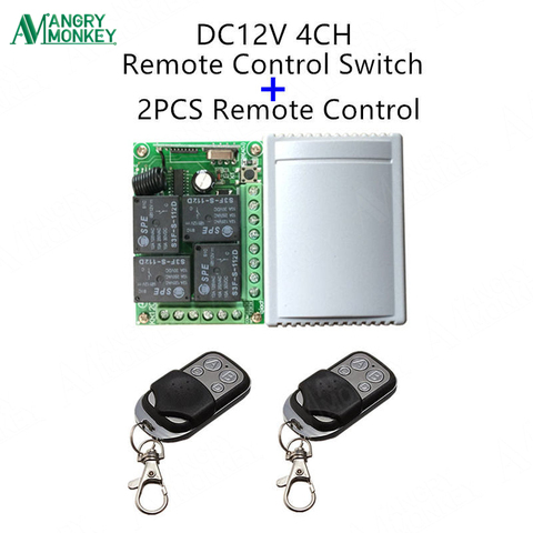 433Mhz Universal Wireless Remote Control Switch DC 12V 4CH relay Receiver Module and 2pcs RF Transmitter 433 Mhz Remote Controls ► Photo 1/6