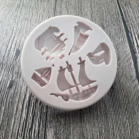 DIY Pirate Ship Silicone Molds Sails Fondant Chocolate Cake Decorating Tools Clay Candy Kitchen Baking Mold H382 ► Photo 1/2