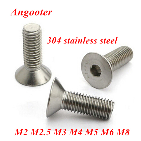 5-50pcs 304 stainless steel Allen key head flat screw DIN7991 M2 M2.5 M3 M4 M5 M6 M8 Hex socket flat countersunk head screw bolt ► Photo 1/3