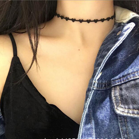 Heart Chokers Fashion Gothic Hollow Black Suede Cocktail False Collar Chockers Necklaces for women Bijoux   chokers ► Photo 1/6