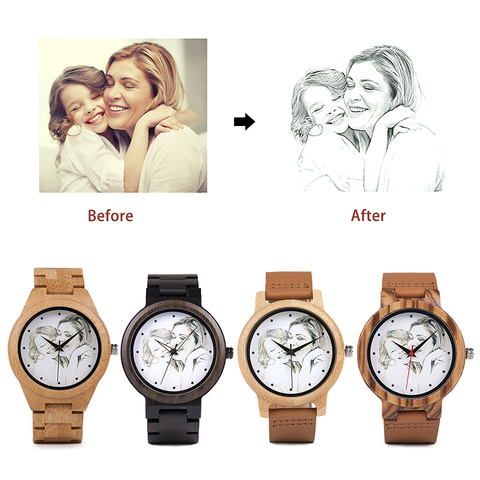 BOBO BIRD Custom Picture Watches Men Women Lovers' Quartz Analog Watches Casual Cool Watch Engrave Logo ► Photo 1/6