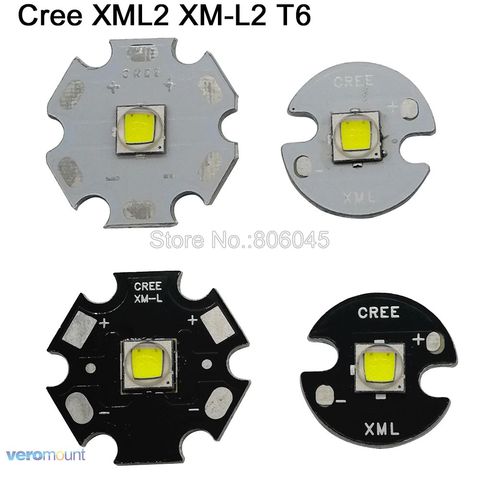 Cree XLamp XM-L2 XML2 T6 10W Cool White 6500K High Power LED Light  Emitter Bead  for flashlight  16mm 20mm Black or White PCB ► Photo 1/6
