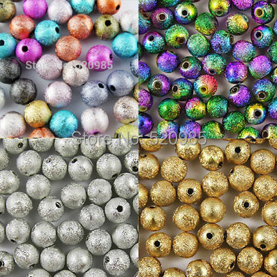 Mixed/Gold/Rainbow/Silver Plated Stardust Acrylic Round Ball Spacer Beads Charms Findings 4/6/8/10/12/20mm For Jewelry Making ► Photo 1/5