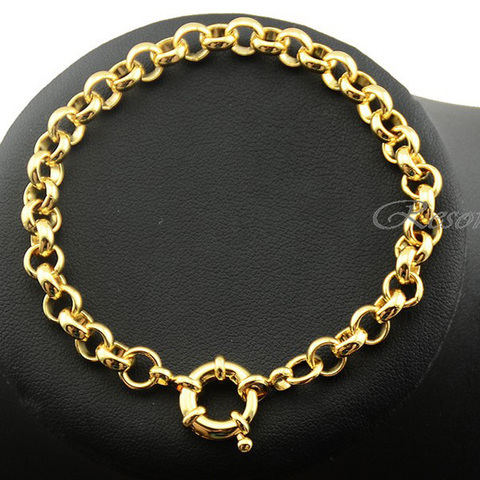 1pcs 6mm Yellow Hand Bracelets Man's Womens Gold Color Bracelet Rolo Chain Jewelry  E518 ► Photo 1/2