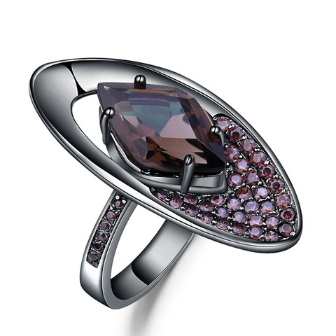 GEM'S BALLET Natural Smoky Quartz Gemstone Oval Finger Ring 925 Sterling Sliver Geometric Vintage Gothic Rings For Women jewelry ► Photo 1/5