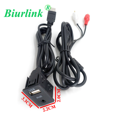 Biurlink Universal Car Audio 3.5mm 2RCA AUX USB Male Dash Flush Mount Adapter for Toyota for Volkswagen for Peugeot for BMW ► Photo 1/6