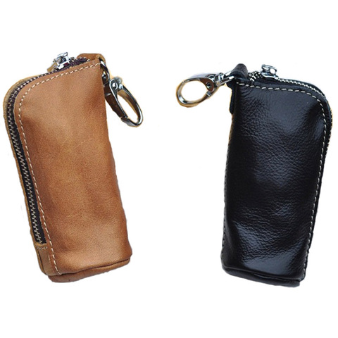 CICICUFF Men Key Bag Genuine Cow Leather Buckets Key Cases Pouch Zipper Keychain Auto Car Key Case Bag Women Home Key Holder ► Photo 1/6