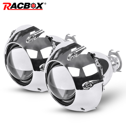 RACBOX 2Pcs 2.5 Inch Universal Bi Xenon HID Projector Lens for GTl Silver Shrouds H4 H7 Motorcycle Car Headlight Projector lens ► Photo 1/6