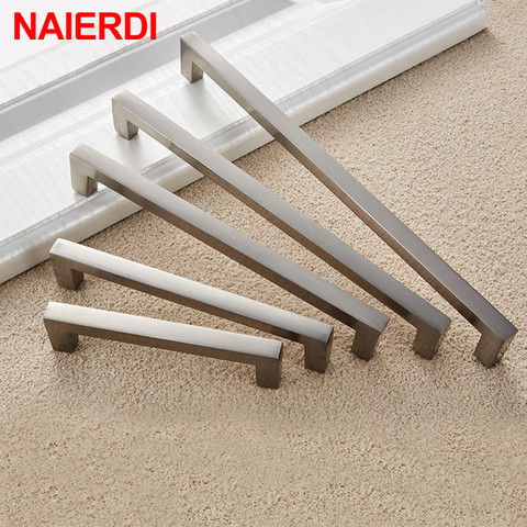 NAIERDI Aluminum Alloy Kitchen Door Handles Cabinet Handles Drawer Knobs Wardrobe Door Handles Brushed Modern Style Hardware ► Photo 1/6