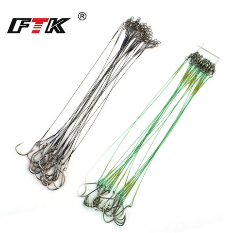 20pcs 20cm Stainless Steel Wire Fly Fishing Leash With Hook Lead Core 40-80LB Pike Anti-bite Leashes For Fishing Line Leader ► Photo 1/6
