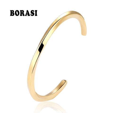 BOBASI Simple Classic Titanium Stainless Steel Bangle Gold Color For Women Cuff Bracelets & Bracelet Men Female Open Bangles ► Photo 1/6