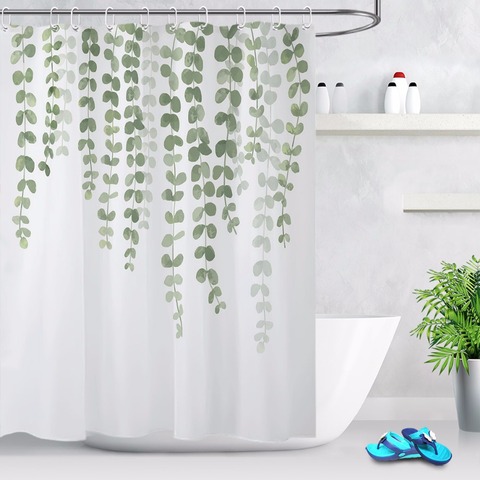 Green Leaves Shower Curtain, Kids Bathroom Shower Curtains