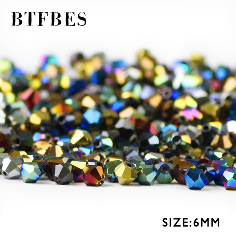 BTFBES 50psc Plating Bicone Shape Austrian Crystals Beads 6mm Glass Crystal Loose beads For Jewelry necklace Making Bracelet DIY ► Photo 1/5
