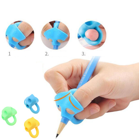3 Finger Sets Writing Kindergarten Children Beginners Correct Grip Pen Silicone Pen Writing Help Fixture Correct Finger Position ► Photo 1/6