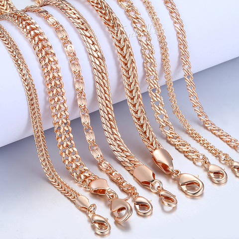 20cm 585 Rose Gold filled Bracelet For Women Men Curb Snail Foxtail Venitian Link Chains Womens Mens Bracelets Fashion Gift CBB1 ► Photo 1/6