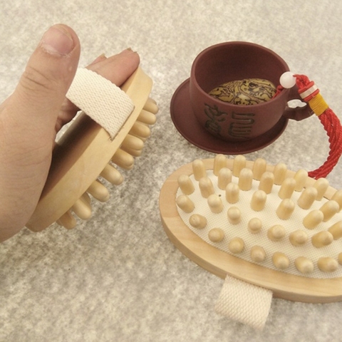 Hand-Held Wooden Body Brush Massager Cellulite Reduction Relieve Tense Muscles New ► Photo 1/6